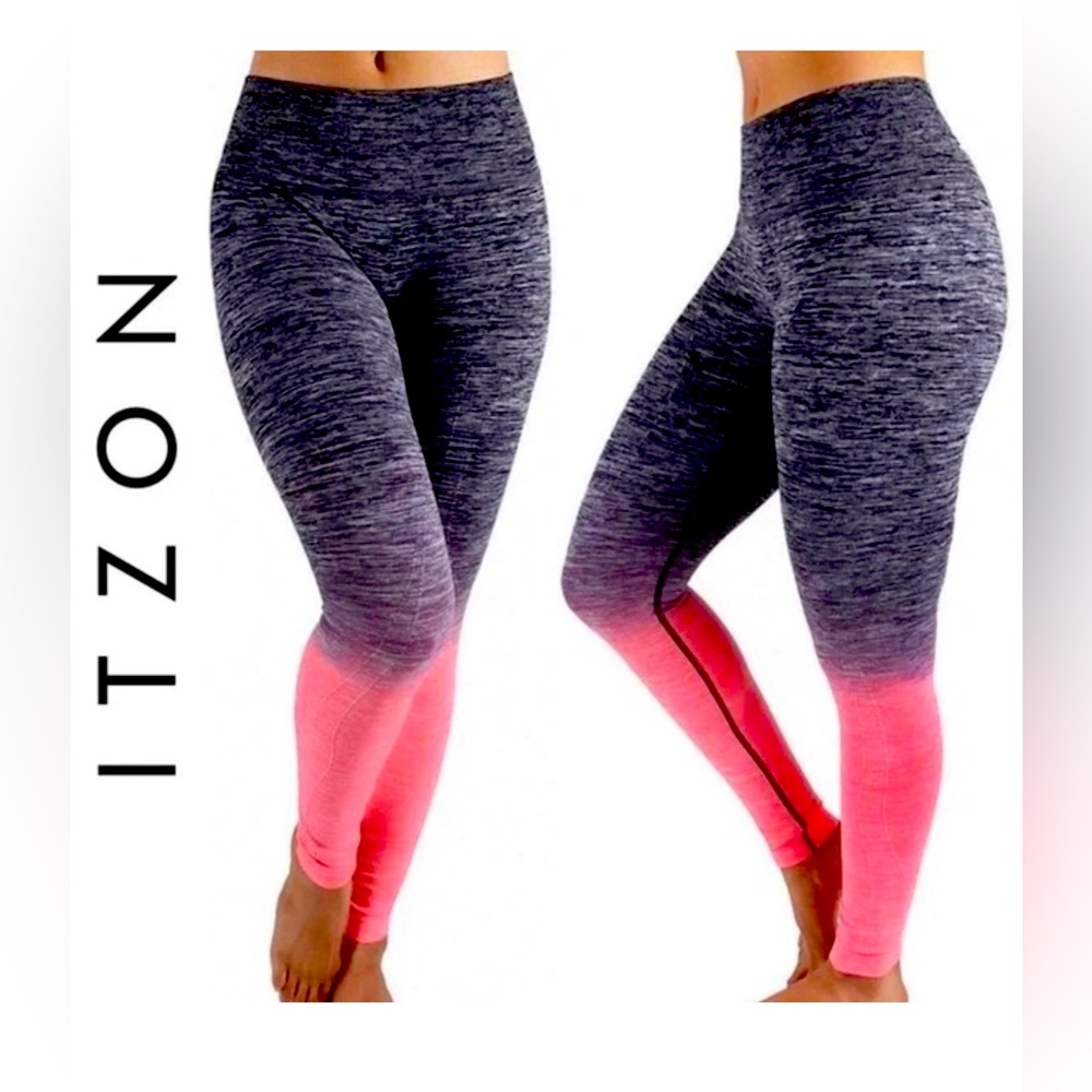 ITZON Grey/Pink Ombré Workout Pants Medium